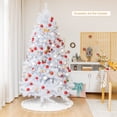 thumbnail image 4 of Gymax 7 FT White Artificial Christmas Tree Hinged Unlit Iridescent Xmas Tree, 4 of 10