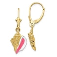 thumbnail image 4 of 14k Yellow Gold Solid Enameled Conch Shell Leverback Earrings, 4 of 7