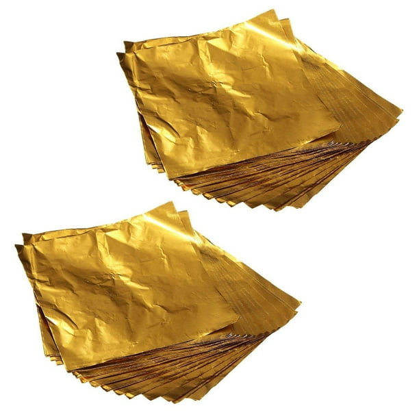 200Pcs Square Sweets Candy Chocolate Lolly Paper Aluminum Foil Wrappers Gold