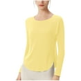 thumbnail image 2 of PiGOGI Women's Summer Long Sleeve Round Neck Comfortable Tank Top - Casual Stretchy Blouse for Everyday Wear Yellow S, 2 of 5