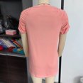 thumbnail image 2 of Ficarrico Mujer Cuello En V Camiseta Casual Manga Corta Plisada Fruncido Color Puro Verano Jersey Top Rosa Claro XXL, 2 of 3
