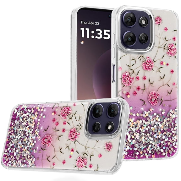 For Motorola Moto G Power 5G 2025 Beautiful Epoxy Designs With Chrome Metallic Edges Hybrid - 8