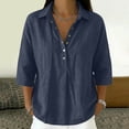 thumbnail image 2 of Collared Casual Blouses, Casual Short Sleeve Blouse Plus Size Shirt Cotton Linen Short Sleeve Shirt Business Casual Outfits Short Sleeve Button Down Shirts Yoga Shirt Basic Solid, 2 of 6