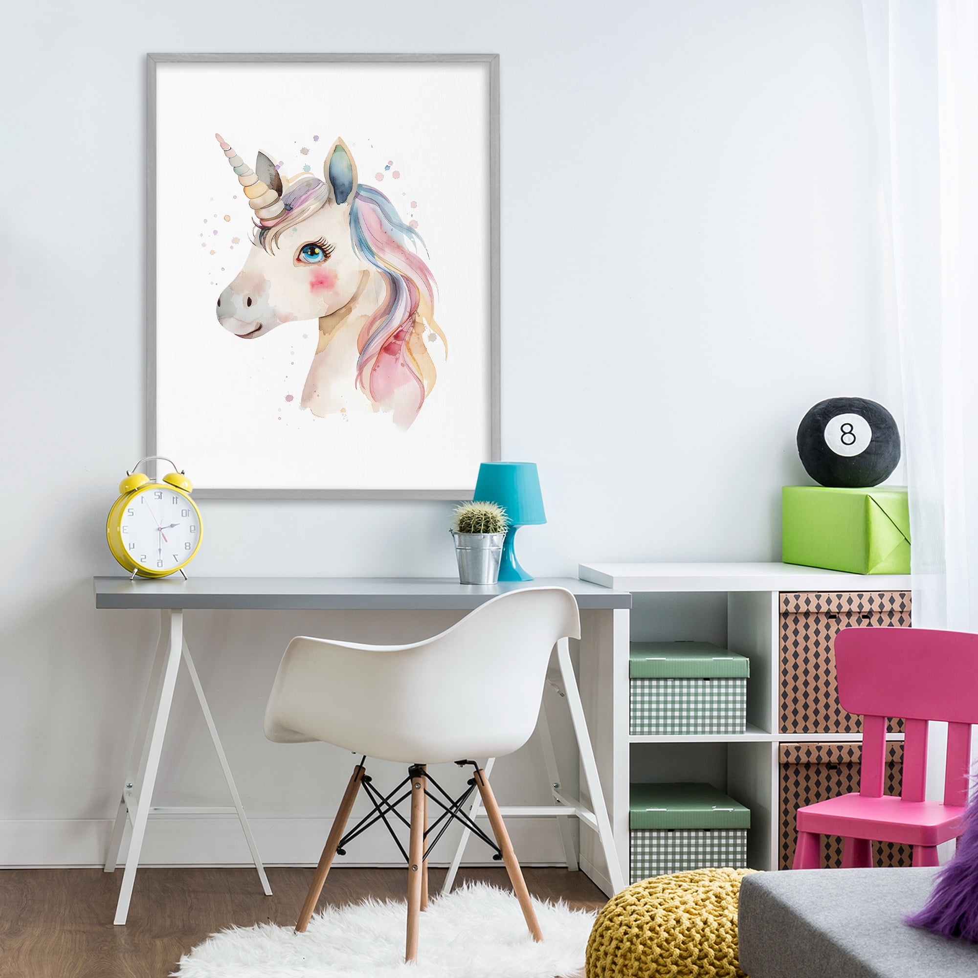 Stupell Industries Dreamy Pastel Unicorn Gray Framed Giclee Art, design by LSR Design Studio