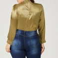 thumbnail image 6 of Celmia Women Crew Neck Solid Color Pleated Loose Top Blouse, 6 of 11