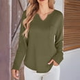 thumbnail image 2 of Felirenzacia Casual V Neck Long Sleeve Waffle Knit Shirt – Dressy Button Up Henley Top with Pocket, Relaxed Fit Tunic for Women, 2 of 7