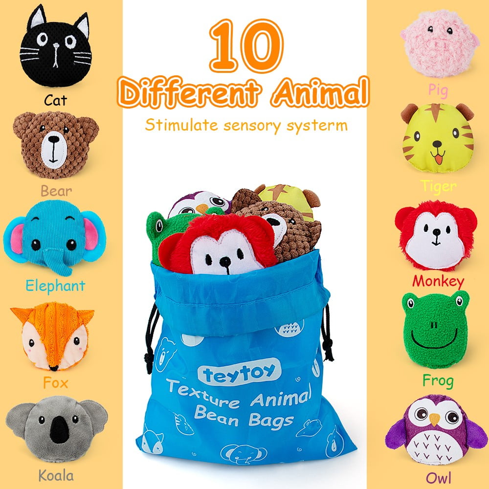 Teytoy Stress Relief Infant Stuffed Animals & Plush Toy, Cotton Multicolor, 10 Count