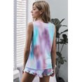 thumbnail image 1 of ABPHQTO Camiseta sin mangas con vuelo multicolor y pantalones cortos con volantes para mujer, 1 of 5