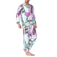 thumbnail image 2 of Salouo Eiffel Tower and Hearts Print Button-Front Long Sleeve Pajama Set for Men, Soft 2Pjs Men's Long Sleeve Sleepwear-Medium, 2 of 7