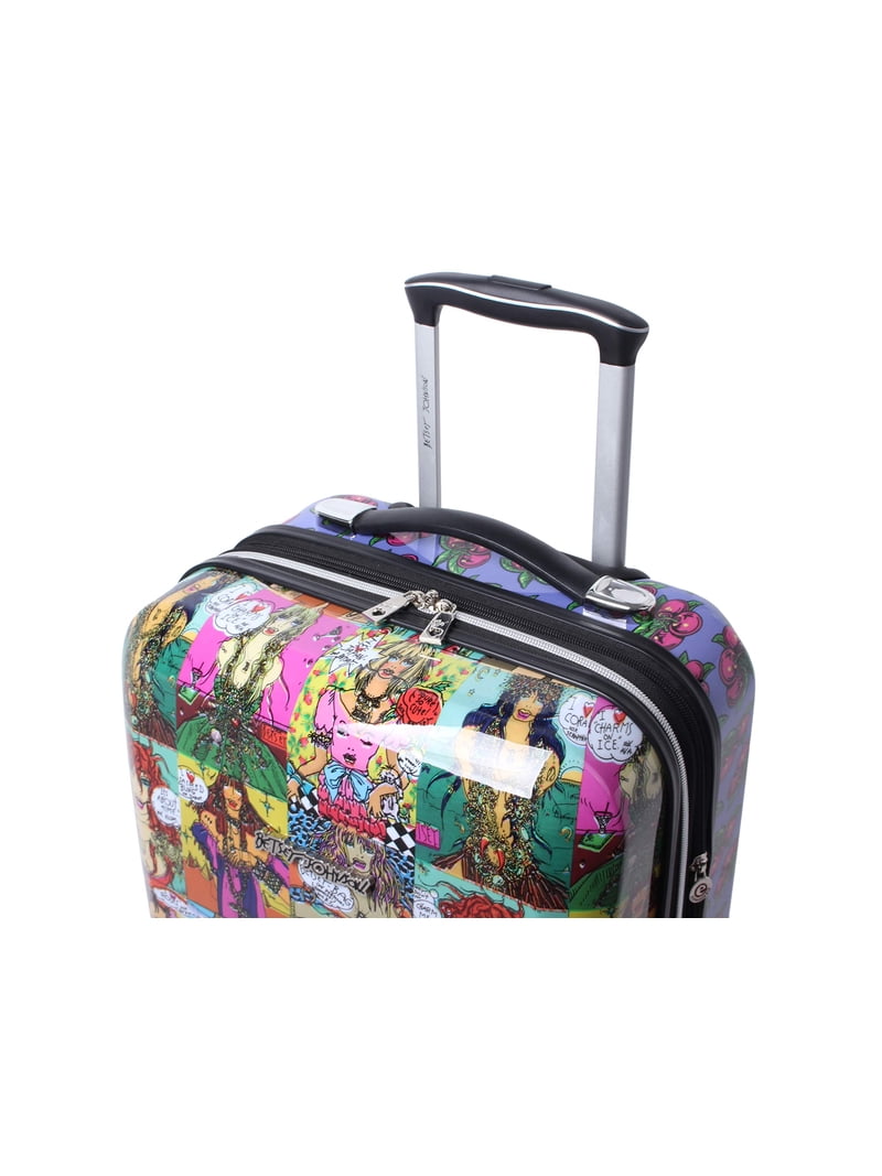 Betsey Johnson 30” Girls Print Checked Luggage Set, Multicolor