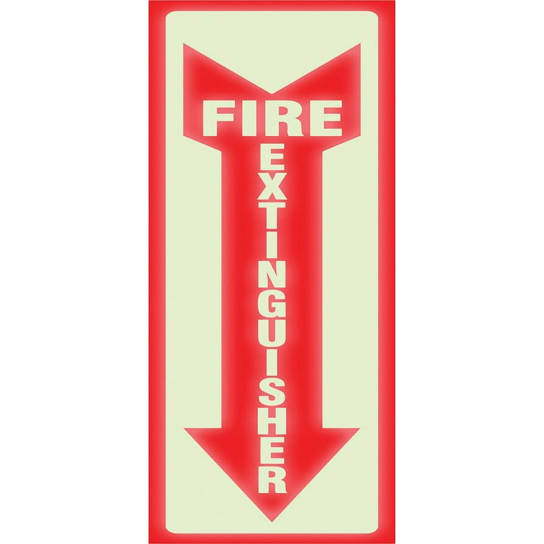 Glow In The Dark Sign, 4 x 13, Red Glow, Fire Extinguisher Glow In The Dark Sign, 4 x 13, Red Glow, Fire Extinguisher