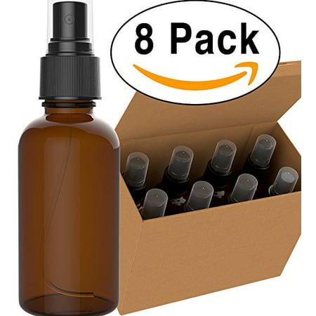 8 Pack Amber Spray Bottles 2oz - [THE PERFECT SPRAY] - Empty Glass Bottles For Cleaning Solutions - Best Refillable MIST SPRAY Pack Perfume Atomizer (Best 510 Dry Herb Atomizer)