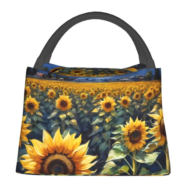 Disketp Starry Sky Moon Sunflower Bolsa Térmica Estampada, Bolsa Térmica Aislante para Almuerzo, Playa y Campamento