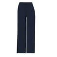 thumbnail image 4 of Outfmvch Summer Pants for Women Women' S Culottes Casual Capri Baggy Casual Drawstring Flowy Pants Baggy Straight Leg Linen Palazzo Pants for Women Beach Pants for Women Flowy Lounge Navy S-3XL, 4 of 4