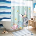 thumbnail image 4 of No Hook Shower Curtain with Built-in Rings - Easter Washable Waterproof Fabric Bathroom Curtains for Hotel,Rentals, 72 X 84 Inch Extra Long , Easter Bunny Eggs Spring Floral Light Blue Wood, 4 of 8