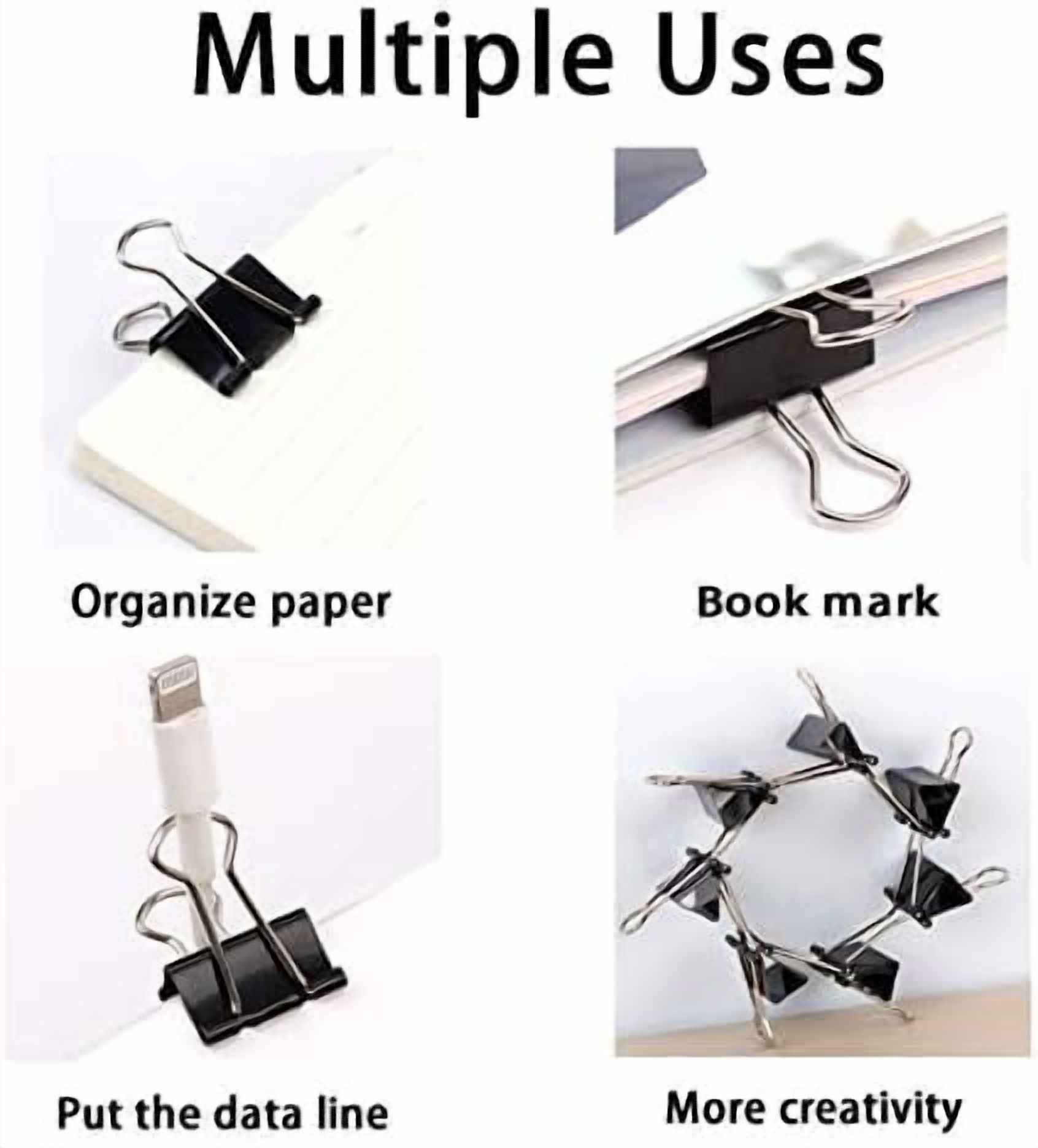 Extra Large Binder Clips 2 Inch (48 Pack), Big Paper Clamps for Office and Home Supplies, Black