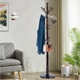 thumbnail image 3 of Freestanding Coat Rack, Heavy Duty Vintage Hall Tree with 14 Hooks, Sturdy Base, Adjustable Height, Natural Birch Wooden Entryway Organizer for Bedroom Hallway Office, 300lbs Load Capacity, 3 of 8