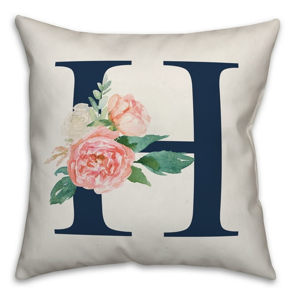 Creative Products Floral Monogram - H 18x18 Indoor / Outdoor Pillow