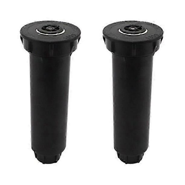 Aspersor de jardín, cabezal de aspersor automático de turbina emergente para césped, 15 x 5,5 x 5,5 cm, Fontainebleau, 2 unidades, negro.
