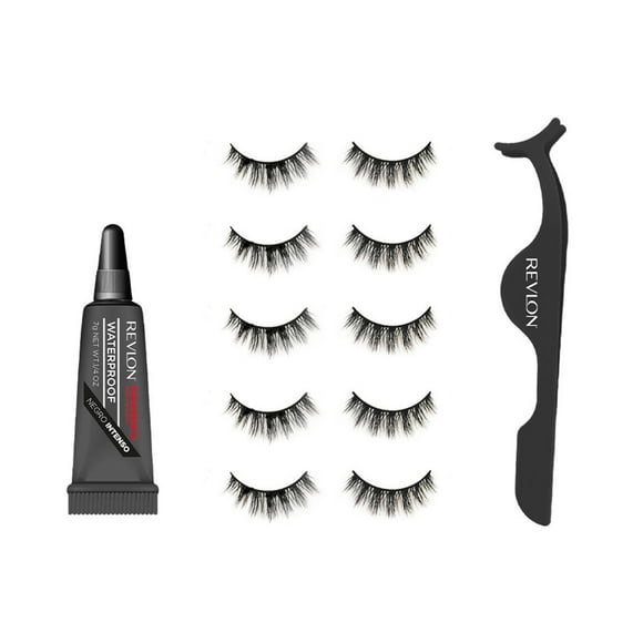 Set de 5 Pares de Pestañas Revlon Modelo 4 con Aplicador y Pegamento Negro Mix4