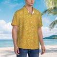thumbnail image 3 of Honeii Gold Shiny Print Men’s Hawaiian Shirt,Classic Button-Down Short Sleeve Shirt, for Beach, Vacation, and Outdoor Activities,X-Large, 3 of 7