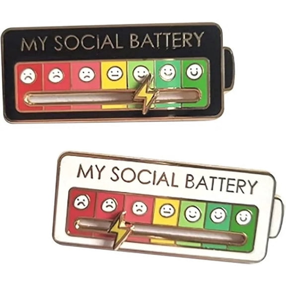 2PC Mood Conversion Energy Brooch Personality Slidable Social Power Metal Badge Men's and Women's Expression Pin Jewelry Megngio