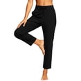 thumbnail image 3 of Women's Loose Soft Yoga Pants with Drawstring Elastic Waist, Pockets for Phone, for Yoga Workout Lounge | TruHer,Black S, 3 of 9