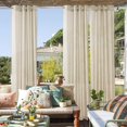 thumbnail image 1 of Linen Sheer Outdoor Curtains Length Panels Set Lightweight Groet Top Burlap Linen Panels for Patio Pergola Porch L with Tieback Ropes, 1 of 8