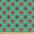 thumbnail image 2 of Abstract Sofa Upholstery Fabric by the Yard, Illustration with Geometric Shapes Repeating Old Fashioned Motifs, Decorative Fabric for DIY and Home Accents, Vermilion Turquoise by Ambesonne, 2 of 5