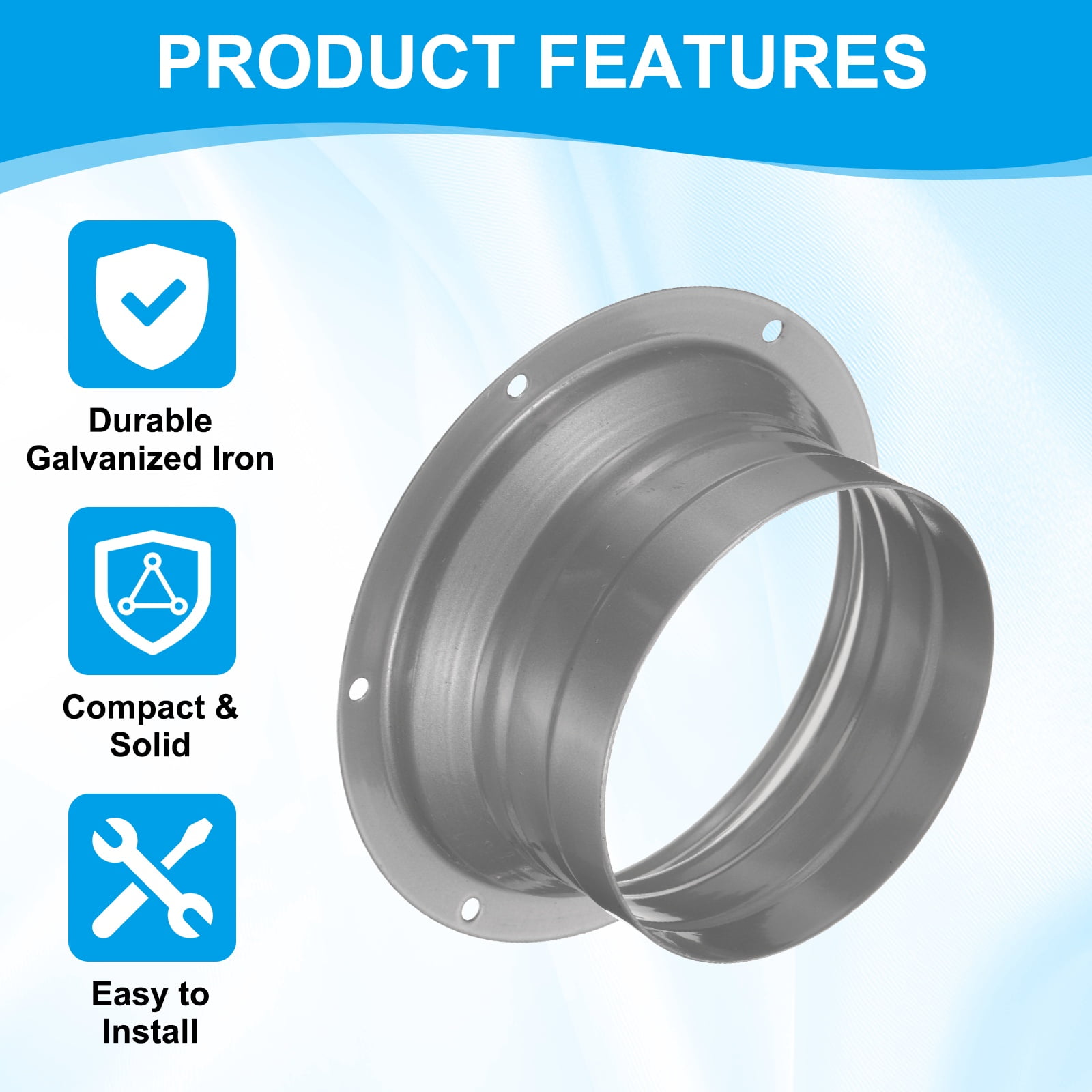 Uxcell 4" Duct Connector Flange, Metal Interface Duct Connector with Clamp, Silver