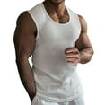 thumbnail image 2 of kpoplk Mens Casual Knitted Tank Tops Crew Neck Sleeveless Muscle T Shirts Summer Beach Tops White,S, 2 of 5