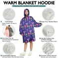 thumbnail image 5 of Colorful Mushroom Assortment Dark Blue Pattern Wearable Oversized Blanket,Wearable Blanket Hoodie for Adults,Cozy Hooded Blankets with Super Pockets,Super Warm Fuzzy Pullover for Women & Men, 5 of 6
