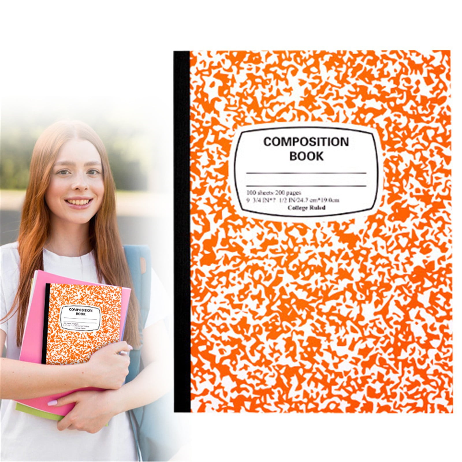 B5 Composition Notebook – Hard Cover Marble Design 100 Sheets/200 Pages College Ruled Sewn Binding Classroom Must Haves Office Supplies Teacher Supplies Composition Books 1PC