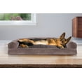 thumbnail image 4 of FurHaven Pet Products Faux Fur & Velvet Pillow Sofa Pet Bed for Dogs & Cats - Driftwood Brown, Jumbo, 4 of 9