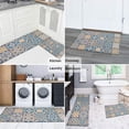 thumbnail image 6 of Bohemian Retro Diamond Pattern Kitchen Rugs and Mats Sets Of 2, Funny Kitchen Decoration Rubber Backing Non-Slip Absorbent Mats for Sink Waterproof Runner Rug for Laundry Room 17x30+17x48inch, 6 of 7
