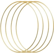HOHIYA 16 inch Metal Floral Hoop Wreath Large Gold Rings Craft for Christmas Wedding Wall Hanging 4mm Wire (Pack of 4)