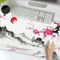 thumbnail image 2 of Watercolor Sakura Mouse Pad 35.4 X 15.7 Inch Japanese Hills Cherry Blossom Extended Large Pink Mouse Mat Non-Slip Rubber Base Mousepad with Stitched Edges Waterproof Desk Pad for Gaming&Home Office,XL, 2 of 6