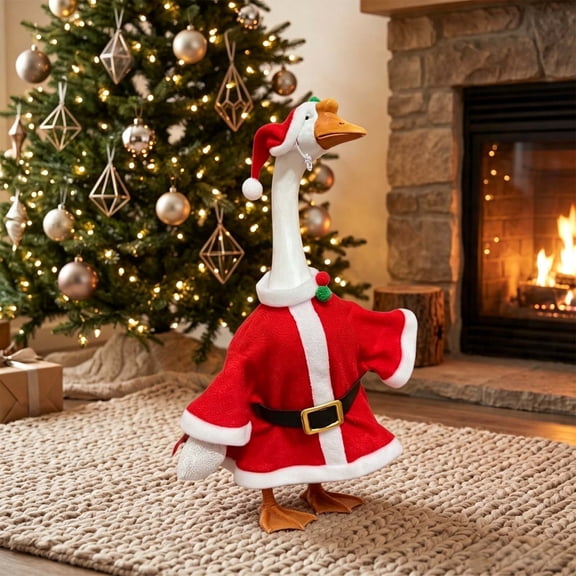 SUORE Christmas Santa Porch Goose Outfit, Holiday Porch Goose Outfits for 23 Inch Statue, Outdoor Lawn Garden Patio Winter Decor, Funny Halloween Gift for Goose Lovers