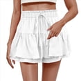 thumbnail image 2 of Pantalones Cortos para Mujer, con Volantes en el Bajo, Cintura Alta, Cordón Ajustable, Holgados, Informales, Falda de Verano, Color , Talla M, 2 of 9