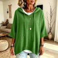 thumbnail image 6 of WULMLEO Women's Oversized Hooded Poncho Sweater 3/4 Batwing Sleeve Knitted Sweater Green M, 6 of 6
