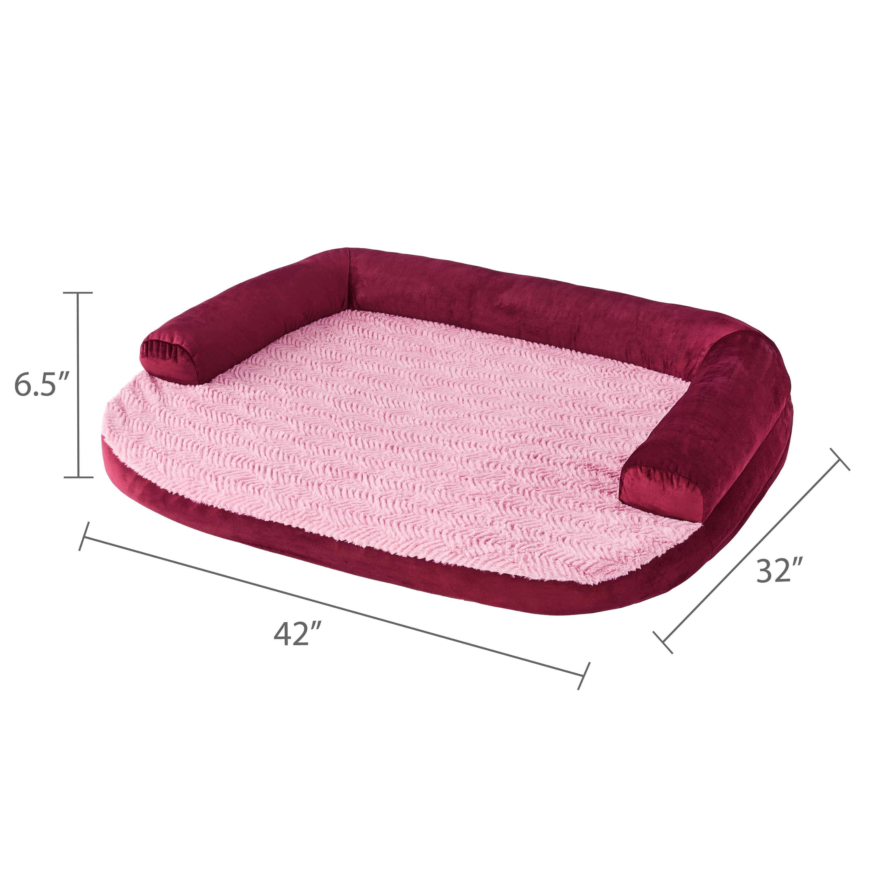 Vibrant Life Large Round Corner Sofa Style Dog Bed, Red, 32" x 42"