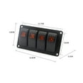 thumbnail image 3 of Red 4-Gang Illuminated Marine-Grade Rocker Switch Panel with Built-in Fuses, 12V-24V Universal for Cars, Boats, Motorcycles - DIY Labels, Waterproof, Overheat Protection - S3640-Z, 3 of 6