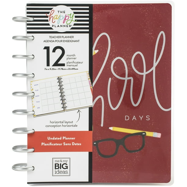 Happy Planner 12Month Undated Classic Planner 9.25"X7"School Days