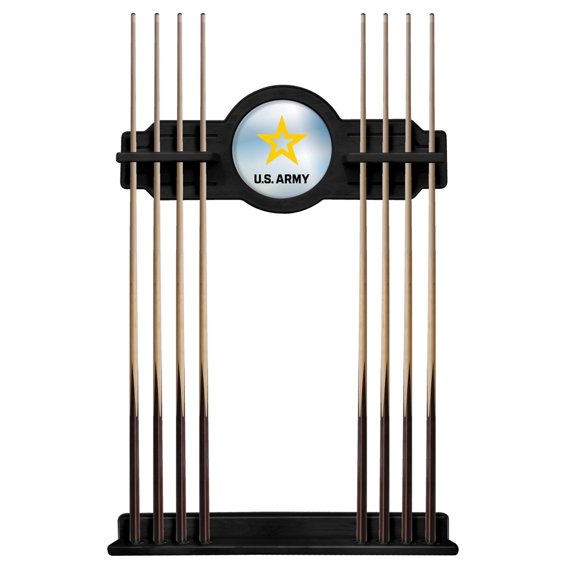 United States Army Solid Wood Cue Rack with a Black Finish