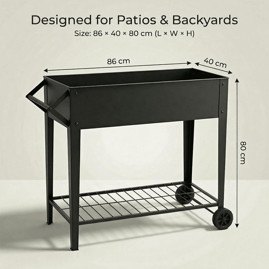Raised Garden Bed Outdoor Galvanized, Heavy-Duty 32" Tall Raised Garden Bed with Wheels & Shelf, Durable Anti-Rust Steel Planter Box for Vegetables/Herbs, Patio-Balcony-Backyard