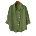 thumbnail image 5 of BXINGOHAI Button Down Shirts for Women Dress Shirts Cotton Long Sleeve Collared Blouse Work Business Casual Tops Army Green 2XL, 5 of 6