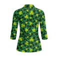 thumbnail image 3 of Uorisanigo Lucky Clover Womens Quick Dry Athletic Polo Shirts Comfortable Polyester Spandex Fabric Women's 3/4 Sleeve Golf Top with Zipper Relaxed Casual Tennis Tops Size M, 3 of 7