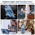 thumbnail image 6 of Case For Apple iPhone 17e / 16e 6.1-inch, Compatible With MagSafe，Integrated Retractable Metal Ring Holder ShockProof Protective Car Mounted Magnetic Case,Blue,For iPhone 17e/16e, 6 of 10