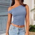 thumbnail image 6 of adaychics Off Shoulder Tank Top Shirt Ruched Asymmetrical Sexy Slim Fit Sleeveless Casual T Shirts for Club, 6 of 7