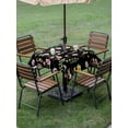 thumbnail image 3 of Outdoor Tablecloth with Umbrella Hole and Zipper, Pink Spring Floral Square Table Cloth 60x60 Inch Waterproof Tablecloth, Flowers Botanical Elegant Pastoral Black Picnic Table Cover for Patio Camping, 3 of 7